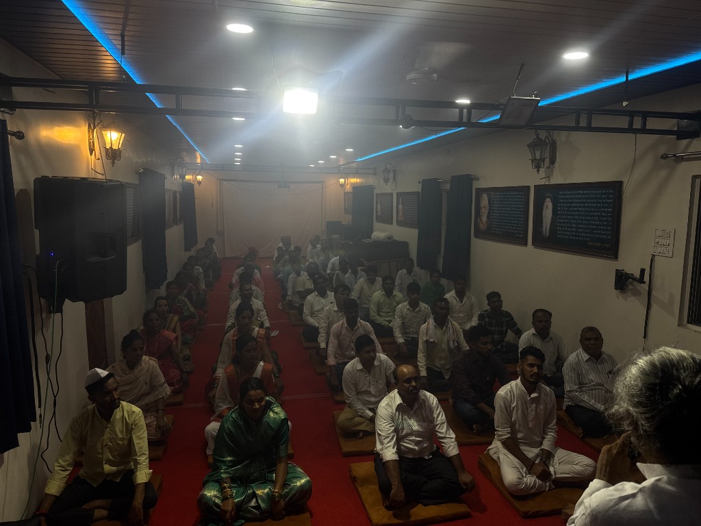 Seekers gathered for a spiritual session at Vasantgad